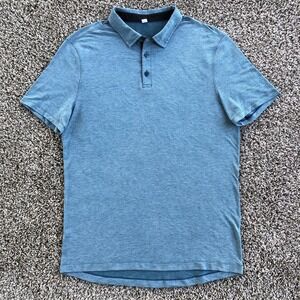 Lululemon Evolution Polo Shirt Mens Large Blue Golf Performance Quick Dry Golf